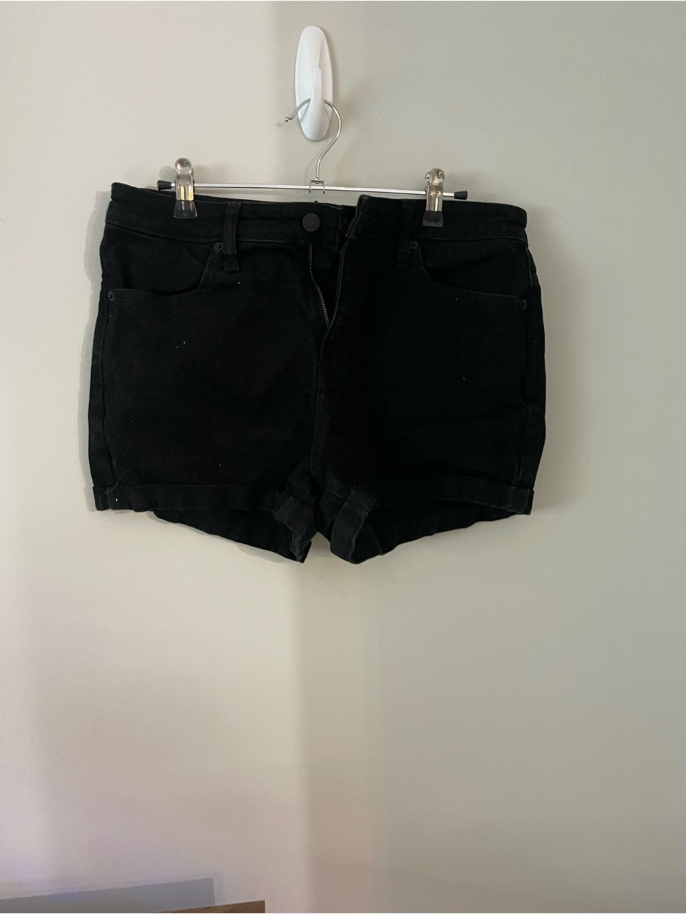 wild fable Black Denim Cuffed High-Rise Shorts